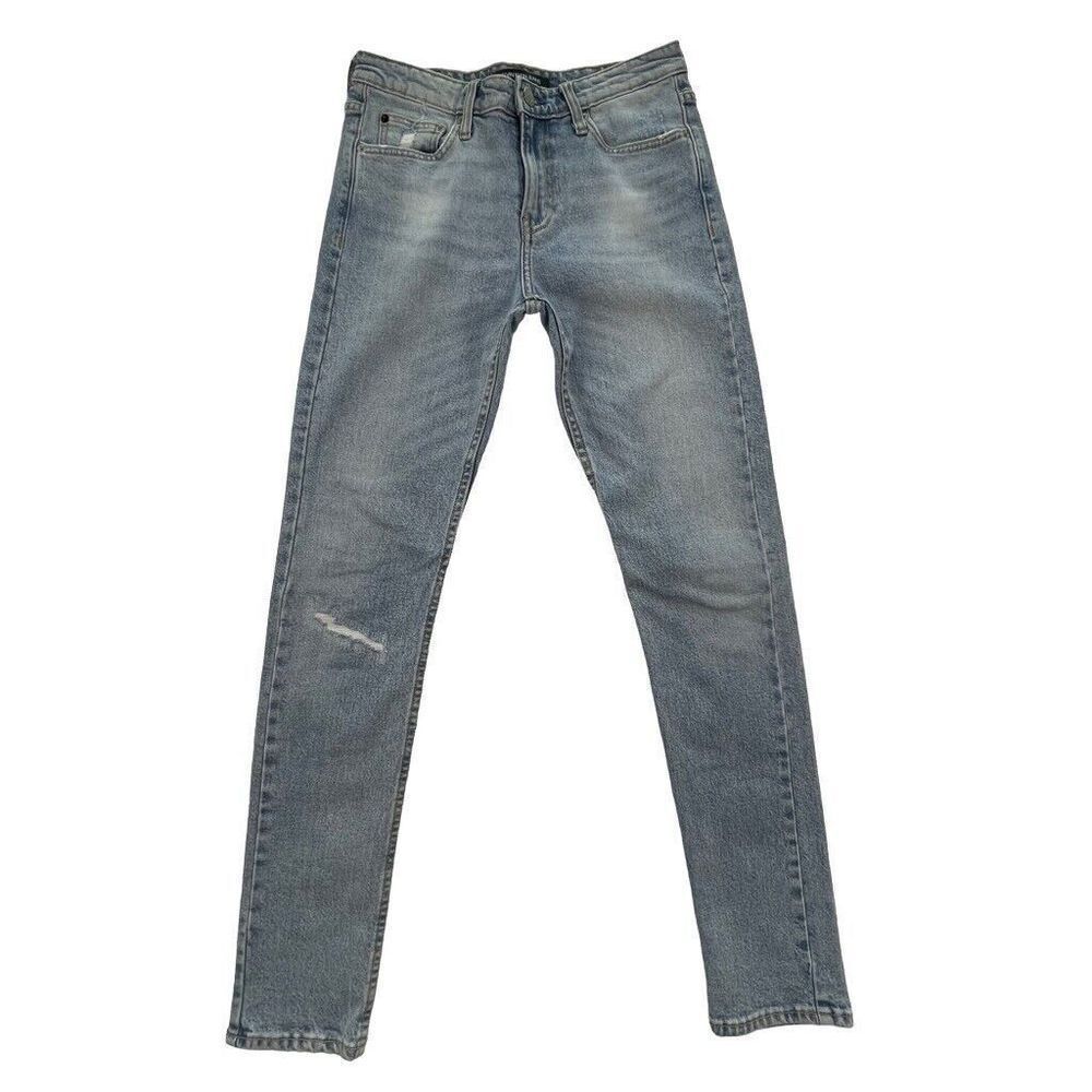 Calvin Klein Jeans Mid Rise Slim Light Wash Womens 26x30 Stretch Ripped Knee